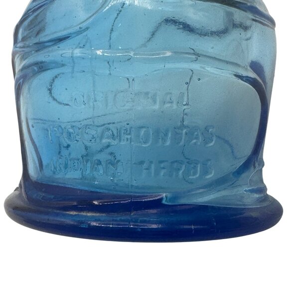 Vintage Blue Glass Pocahontas Indian Herbs Bottle - Picture 5 of 5